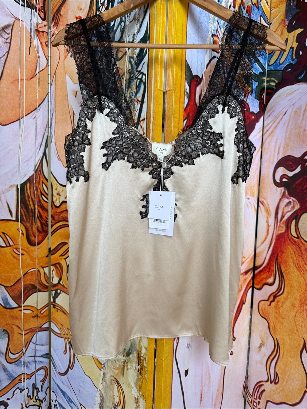 Cami NYC Silk Lace Trim Chemise - Cream (oat)  and Black